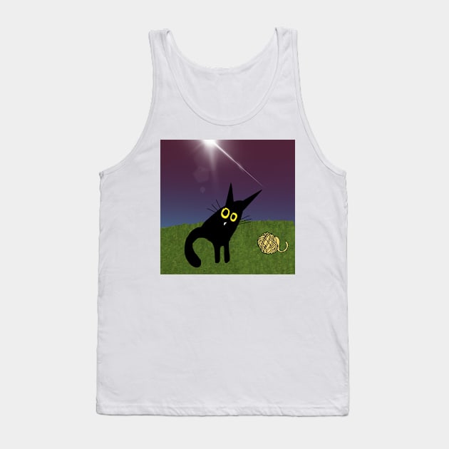 This is a black cat landscape Tank Top by ediemakesart